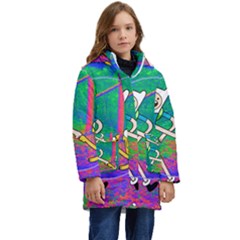 Jake And Finn Adventure Time Landscape Forest Saturation Kids  Hooded Longline Puffer Jacket by Sarkoni