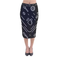 Coffee Background Velvet Midi Pencil Skirt by Bedest