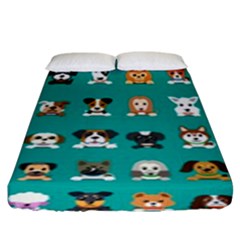 Different Type Vector Cartoon Dog Faces Fitted Sheet (king Size) by Bedest