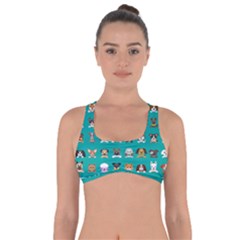 Different Type Vector Cartoon Dog Faces Got No Strings Sports Bra by Bedest