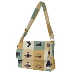 Egyptian Flat Style Icons Full Print Messenger Bag (l) by Bedest
