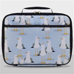 Cute Seagulls Seamless Pattern Light Blue Background Full Print Lunch Bag by Bedest