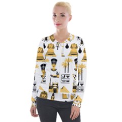 Egypt Symbols Decorative Icons Set Velvet Zip Up Jacket by Bedest