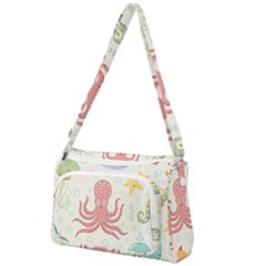 Underwater Seamless Pattern Light Background Funny Front Pocket Crossbody Bag by Bedest