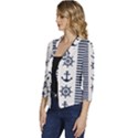 Nautical Seamless Pattern Vector Illustration Women s Casual 3/4 Sleeve Spring Jacket View2