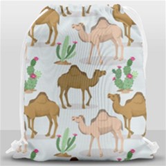 Camels Cactus Desert Pattern Drawstring Bag (large) by Hannah976