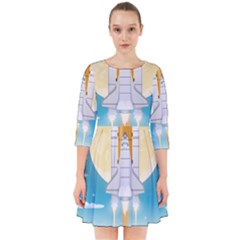 Space Exploration Illustration Smock Dress by Bedest