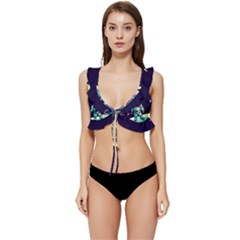 Bear Astronaut Futuristic Low Cut Ruffle Edge Bikini Top by Bedest