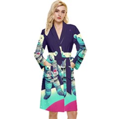 Bear Astronaut Futuristic Long Sleeve Velvet Robe by Bedest