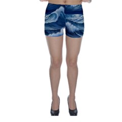 Waves Storm Sea Skinny Shorts by Bedest