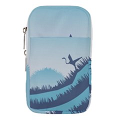 Swan Flying Bird Wings Waves Grass Waist Pouch (small) by Bedest