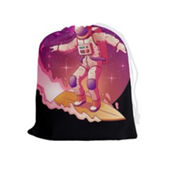 Astronaut Spacesuit Standing Surfboard Surfing Milky Way Stars Drawstring Pouch (xl) by Ndabl3x