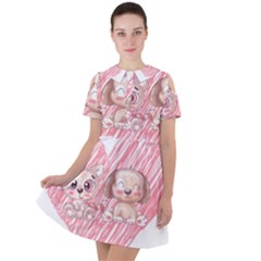 Cat Kitten Feline Pet Animal Cute Short Sleeve Shoulder Cut Out Dress  by Sarkoni