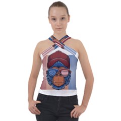 Gorilla Ape Zoo Mammal Usa Cross Neck Velour Top by Sarkoni