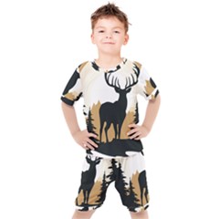 Deer Wildlife Nature Kids  T-shirt And Shorts Set by Sarkoni