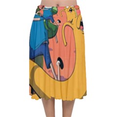 Finn And Jake Adventure Time Bmo Cartoon Velvet Flared Midi Skirt by Bedest