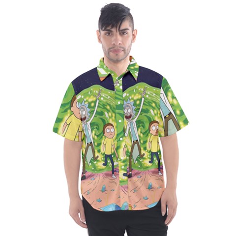 Rick And Morty Adventure Time Cartoon Men s Short Sleeve Shirt by Bedest