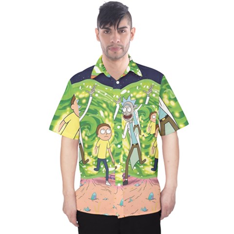 Rick And Morty Adventure Time Cartoon Men s Hawaii Shirt by Bedest