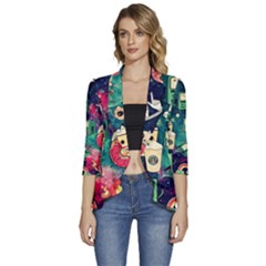 Adventure Time America Halloween Women s 3/4 Sleeve Ruffle Edge Open Front Jacket by Bedest