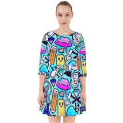 Graffiti Pop Art Crazy Retro Smock Dress by Bedest