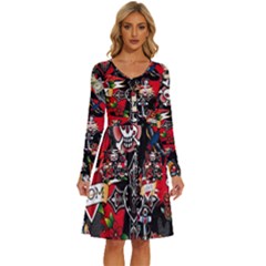 Graffiti Tatoo Skate Art Boom Long Sleeve Dress With Pocket by Bedest