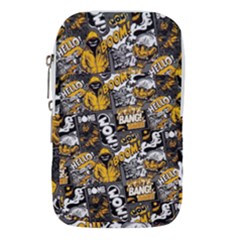Boom Bang Art Crazy Drawing Graffiti Hello Retro Sayings Yellow Waist Pouch (large) by Bedest