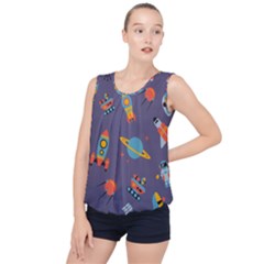 Space Seamless Patterns Bubble Hem Chiffon Tank Top by Hannah976