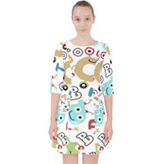 Seamless Pattern Vector With Funny Robots Cartoon Quarter Sleeve Pocket Dress by Hannah976