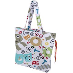Seamless Pattern Vector With Funny Robots Cartoon Drawstring Tote Bag by Hannah976