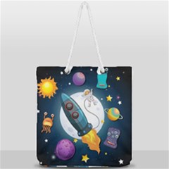 Spaceship Astronaut Space Full Print Rope Handle Tote (large) by Hannah976