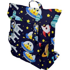 Space Seamless Pattern Illustration Buckle Up Backpack by Hannah976
