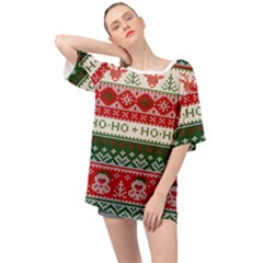 Ugly Sweater Merry Christmas  Oversized Chiffon Top by artworkshop
