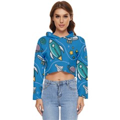 About Space Seamless Pattern Women s Lightweight Cropped Hoodie by Hannah976