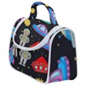 Seamless Pattern With Space Objects Ufo Rockets Aliens Hand Drawn Elements Space Satchel Handbag View1