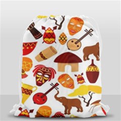 Africa Jungle Ethnic Tribe Travel Seamless Pattern Vector Illustration Drawstring Bag (small) by Hannah976
