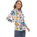 Monster Cool Seamless Pattern Zip Up Long Sleeve Blouse View3
