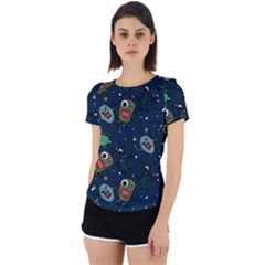 Monster Alien Pattern Seamless Background Back Cut Out Sport T-shirt by Hannah976