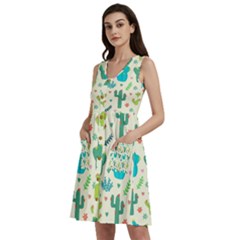 Cactus Succulents Floral Seamless Pattern Sleeveless Dress With Pocket by Hannah976