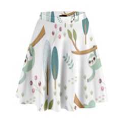 Pattern Sloth Woodland High Waist Skirt by Hannah976