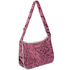 Pink Monstera Zip Up Shoulder Bag by ConteMonfrey