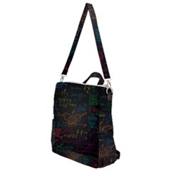 Mathematical Colorful Formulas Drawn By Hand Black Chalkboard Crossbody Backpack by Ravend