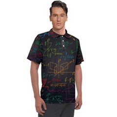 Mathematical Colorful Formulas Drawn By Hand Black Chalkboard Men s Polo T-shirt by Ravend