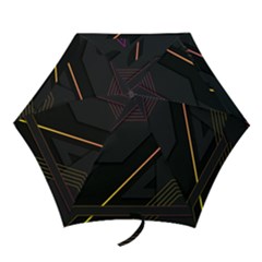 Gradient Geometric Shapes Dark Background Mini Folding Umbrellas by Apen