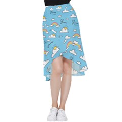 Sky Pattern Frill Hi Low Chiffon Skirt by Apen