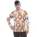 Cute Colorful Owl Cartoon Seamless Pattern Men s Pique Long Sleeve T-Shirt View1