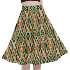 Pattern Design Vintage Abstract A-line Full Circle Midi Skirt With Pocket by Jatiart