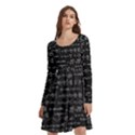 Math Equations Formulas Pattern Long Sleeve Knee Length Skater Dress With Pockets View3