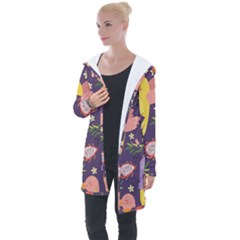 Exotic Seamless Pattern With Parrots Fruits Longline Hooded Cardigan by Ravend