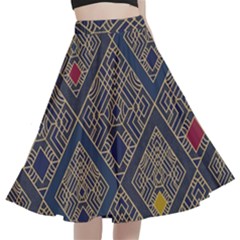 Pattern Floral Leaves A-line Full Circle Midi Skirt With Pocket by Ravend