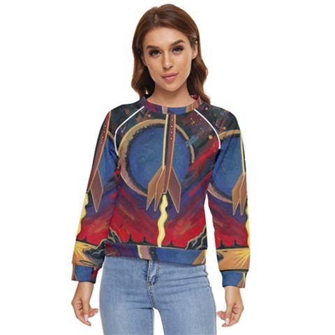 Rocket Painting Women s Long Sleeve Raglan T-shirt by Cendanart